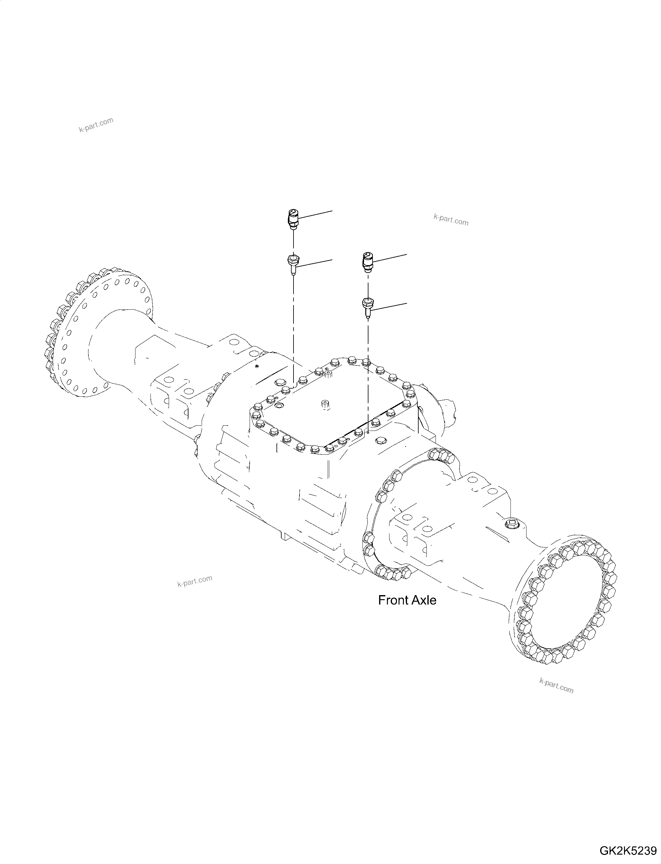 Komatsu parts book diagram for WA475-11E0 S/N H30051-UP: FRONT AXLE, WITHOUT REINFORCED TYPE AND LIMITED SLIP DIFFERENTIAL, BLEEDER
