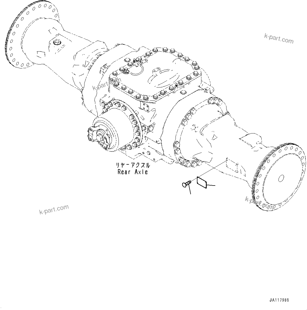 Komatsu parts book diagram for WA475-11E0 S/N H30051-UP: REAR AXLE, WITHOUT REINFORCED TYPE, WITH LIMITED SLIP DIFFERENTIAL, PLATE AND SCREW