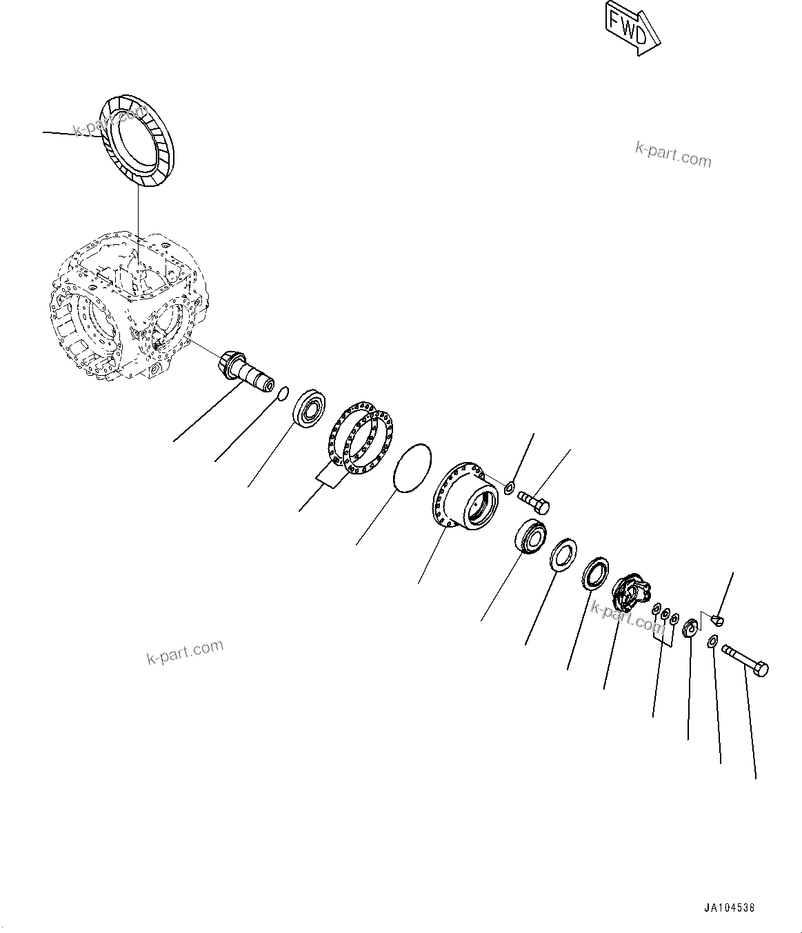 Komatsu parts book diagram for WA475-11E0 S/N H30051-UP: REAR AXLE, WITHOUT REINFORCED TYPE AND LIMITED SLIP DIFFERENTIAL, DIFFERENTIAL, PINION AND CAGE