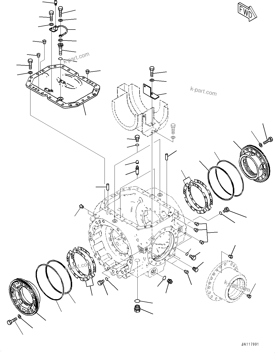 Komatsu parts book diagram for WA475-11E0 S/N H30051-UP: REAR AXLE, WITHOUT REINFORCED TYPE, WITH LIMITED SLIP DIFFERENTIAL, DIFFERENTIAL, COVER AND CARRIER