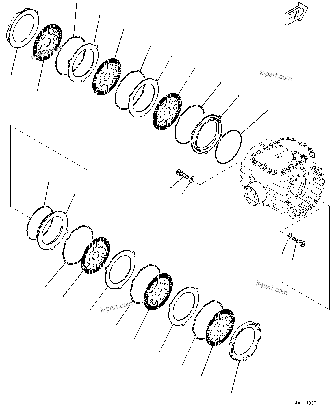 Komatsu parts book diagram for WA475-11E0 S/N H30051-UP: REAR AXLE, WITHOUT REINFORCED TYPE, WITH LIMITED SLIP DIFFERENTIAL, BRAKE