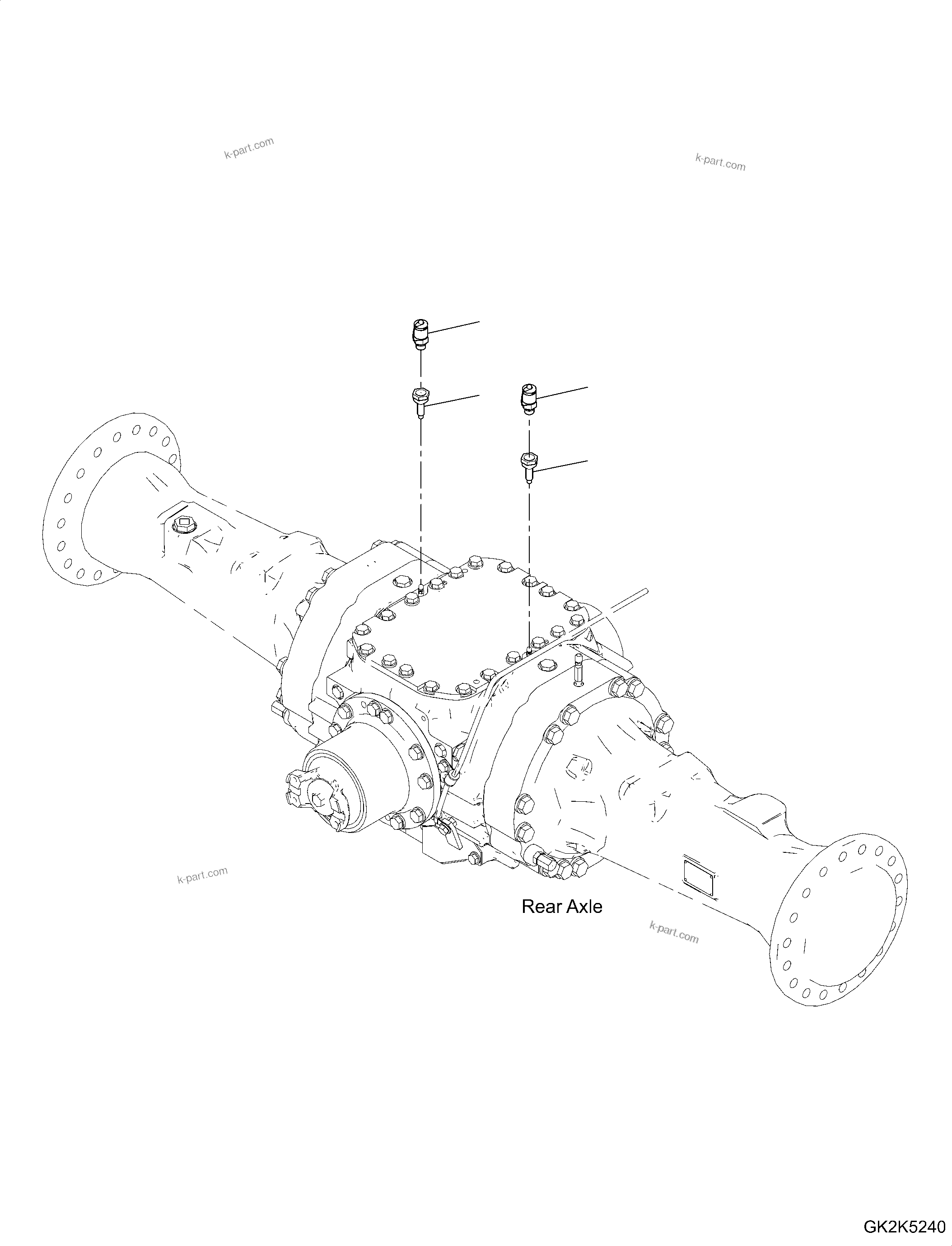 Komatsu parts book diagram for WA475-11E0 S/N H30051-UP: REAR AXLE, WITH REINFORCED TYPE, WITHOUT LIMITED SLIP DIFFERENTIAL, BLEEDER