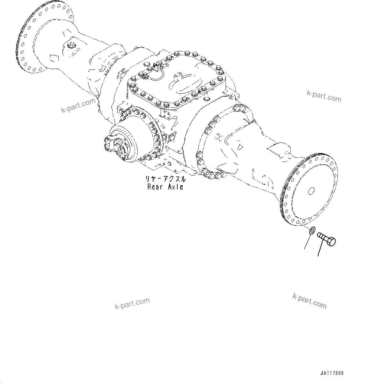 Komatsu parts book diagram for WA475-11E0 S/N H30051-UP: REAR AXLE, WITHOUT REINFORCED TYPE, WITH LIMITED SLIP DIFFERENTIAL, WHEEL RIM MOUNTING