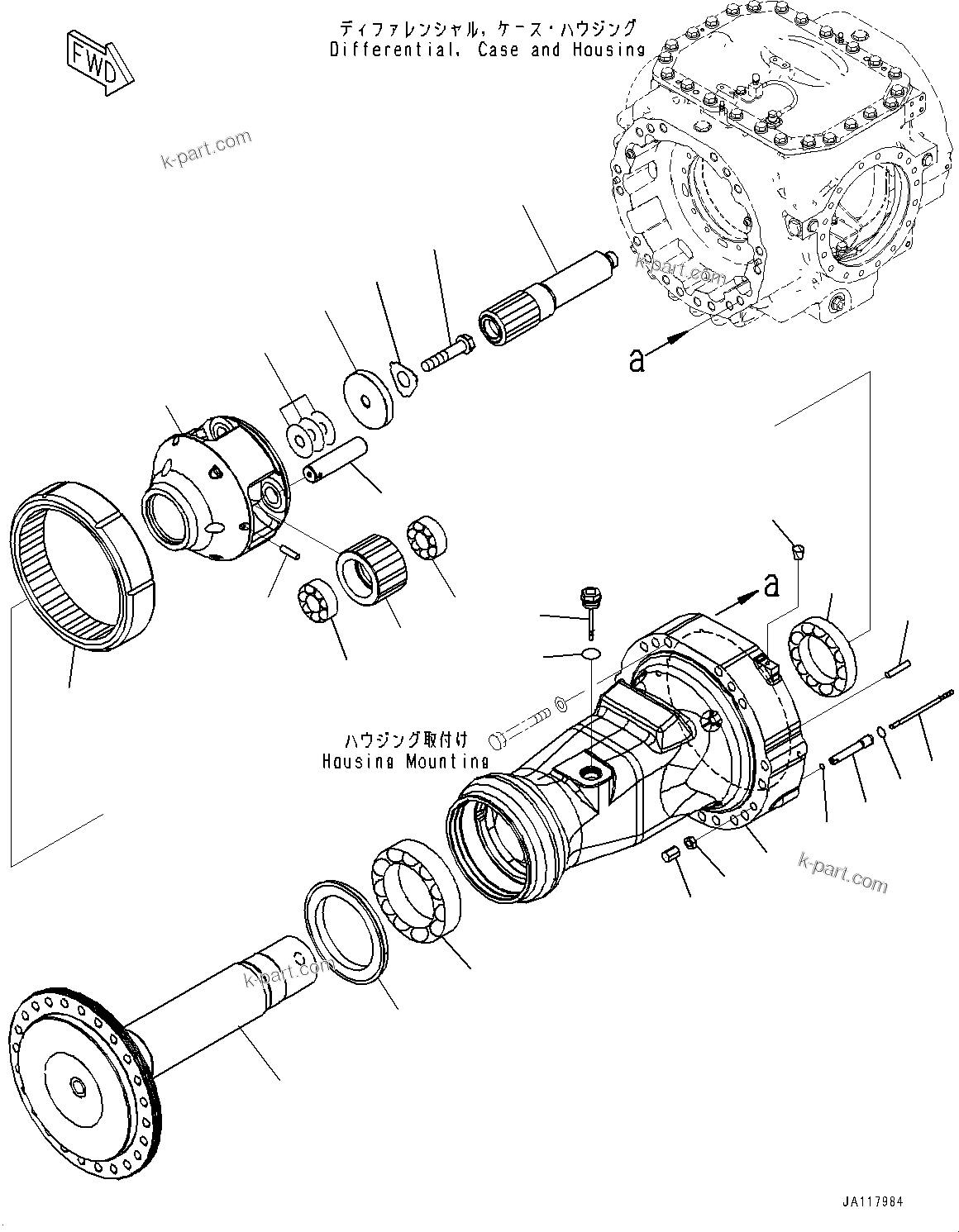 Komatsu parts book diagram for WA475-11E0 S/N H30051-UP: REAR AXLE, WITH REINFORCED TYPE, WITHOUT LIMITED SLIP DIFFERENTIAL, FINAL DRIVE R.H.