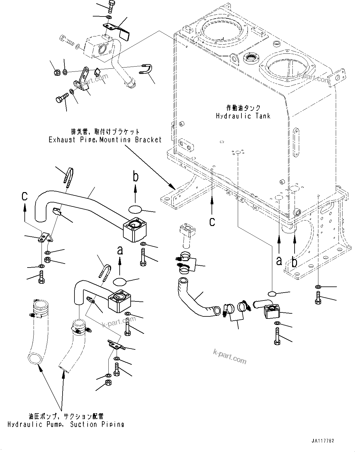 Komatsu parts book diagram for WA475-11E0 S/N H30051-UP: HYDRAULIC TANK, MOUNTING AND PIPING