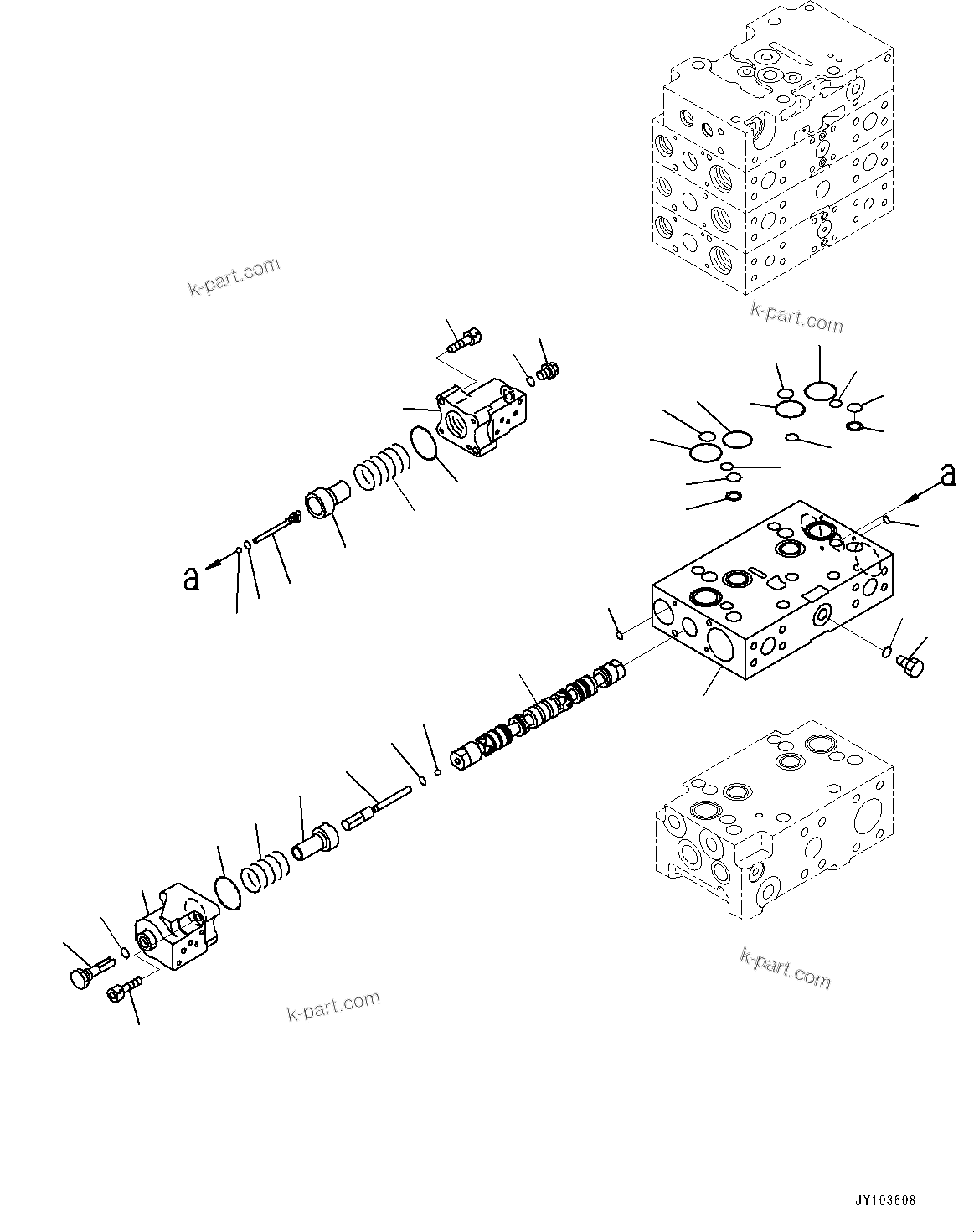 Komatsu parts book diagram for WA475-11E0 S/N H30051-UP: CONTROL VALVE, WITH 2-SPOOL CONTROL VALVE, 4-VALVE (4/14)
