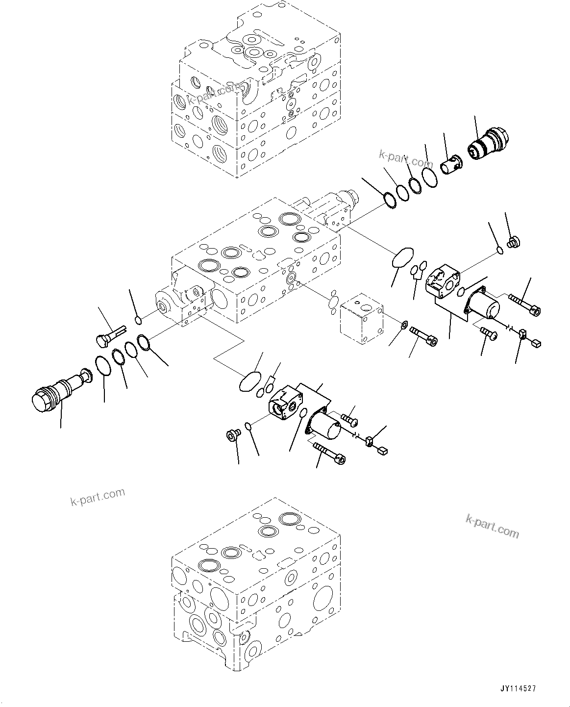 Komatsu parts book diagram for WA475-11E0 S/N H30051-UP: CONTROL VALVE, WITH 2-SPOOL CONTROL VALVE, 4-VALVE (7/14)