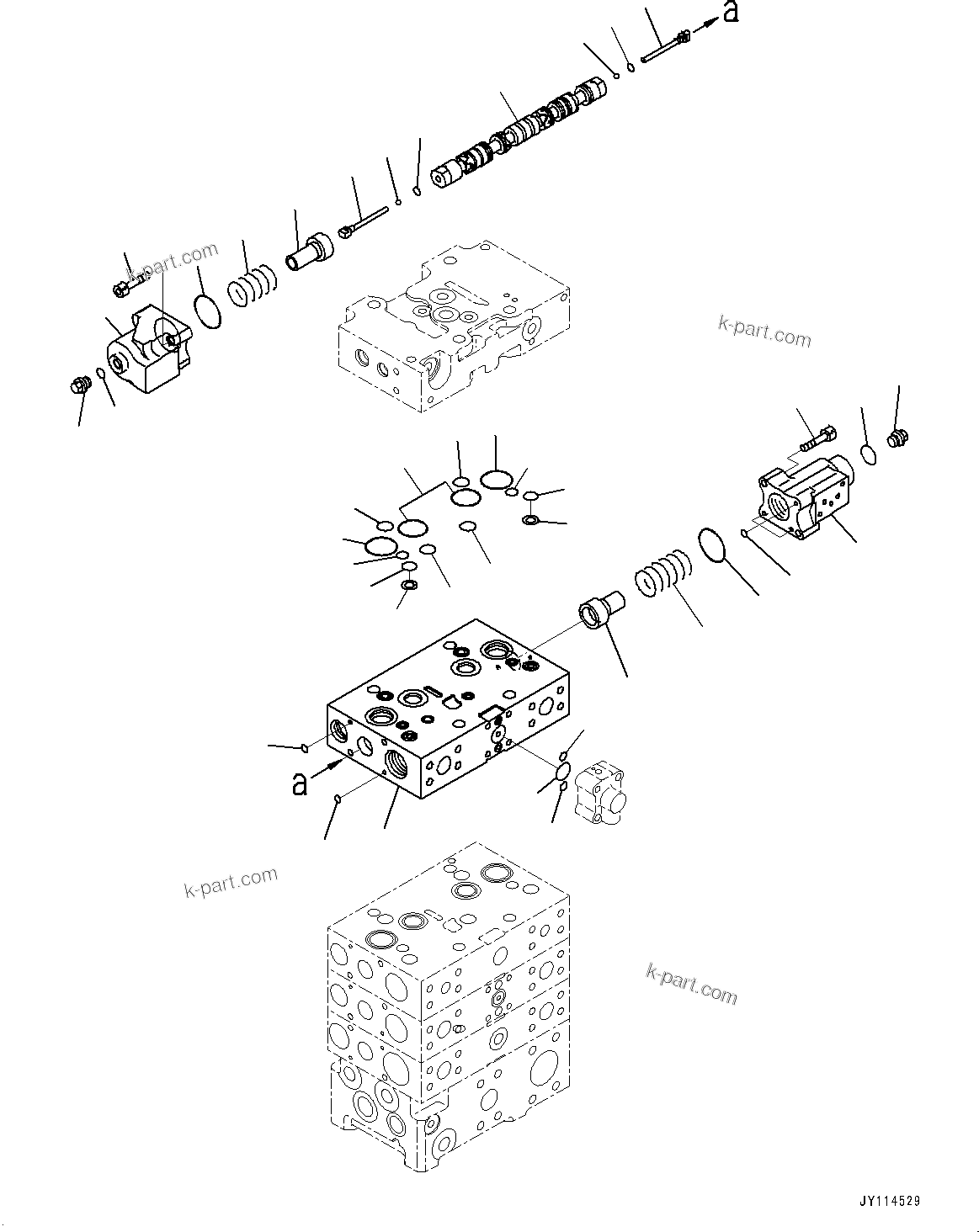 Komatsu parts book diagram for WA475-11E0 S/N H30051-UP: CONTROL VALVE, WITH 2-SPOOL CONTROL VALVE, 4-VALVE (11/14)