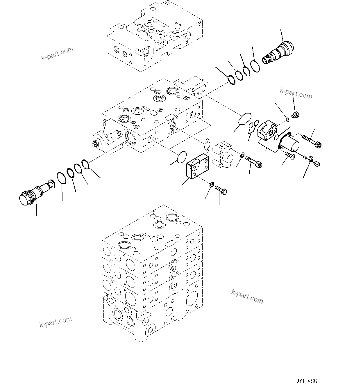 Komatsu parts book diagram for WA475-11E0 S/N H30051-UP: CONTROL VALVE, WITH 2-SPOOL CONTROL VALVE, 4-VALVE (12/14)