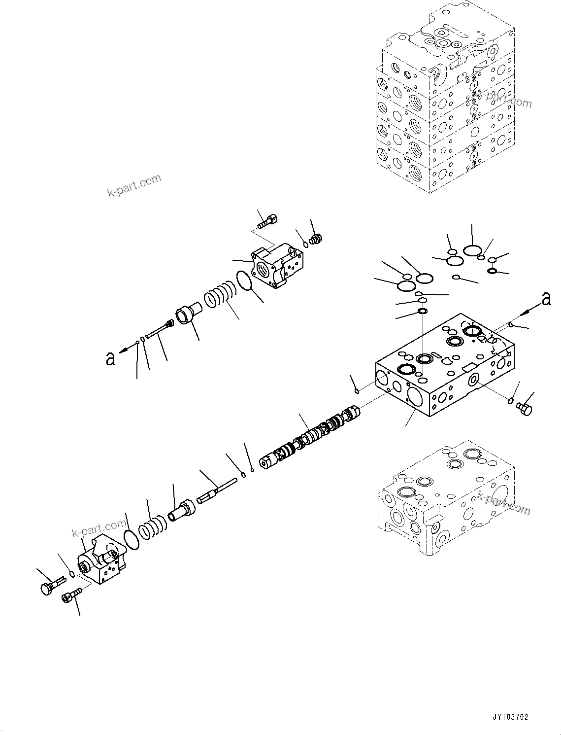 Komatsu parts book diagram for WA475-11E0 S/N H30051-UP: CONTROL VALVE, WITH 3-SPOOL CONTROL VALVE, 5-VALVE (4/16)