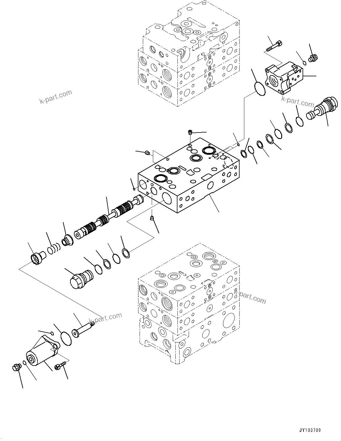 Komatsu parts book diagram for WA475-11E0 S/N H30051-UP: CONTROL VALVE, WITH 3-SPOOL CONTROL VALVE, 5-VALVE (8/16)