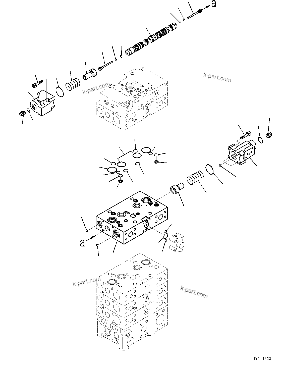 Komatsu parts book diagram for WA475-11E0 S/N H30051-UP: CONTROL VALVE, WITH 3-SPOOL CONTROL VALVE, 5-VALVE (11/16)