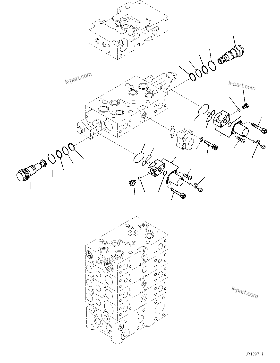 Komatsu parts book diagram for WA475-11E0 S/N H30051-UP: CONTROL VALVE, WITH 3-SPOOL CONTROL VALVE, 5-VALVE (14/16)