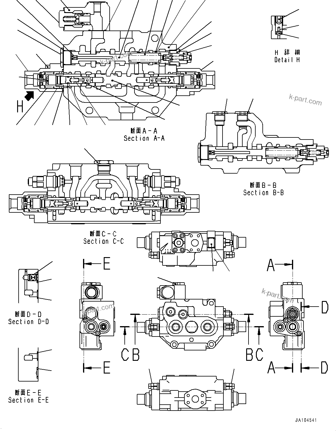 Komatsu parts book diagram for WA475-11E0 S/N H30051-UP: STEERING DEMAND VALVE, WITHOUT AFJS, INNER PARTS, STEERING DEMAND VALVE