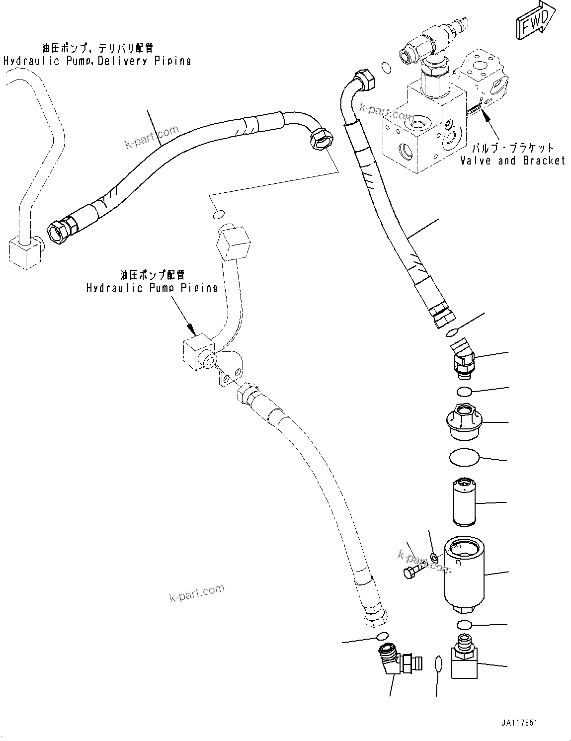 Komatsu parts book diagram for WA475-11E0 S/N H30051-UP: STEERING DEMAND VALVE, WITH AFJS, STRAINER