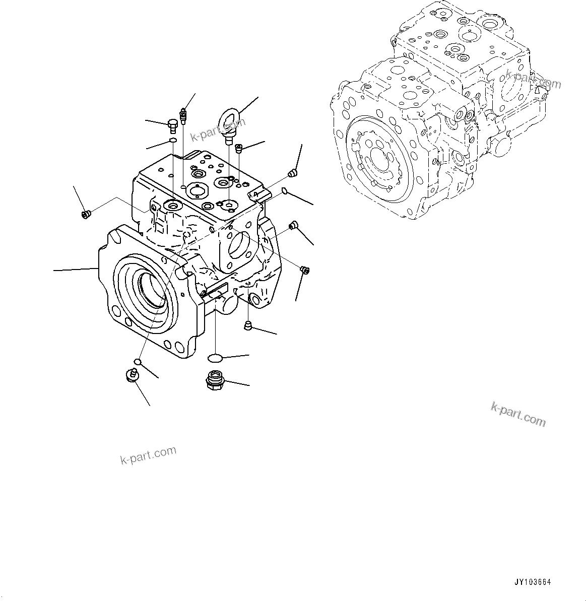 Komatsu parts book diagram for WA475-11E0 S/N H30051-UP: HYDRAULIC PUMP, WITHOUT AFJS, PISTON PUMP (1/22)