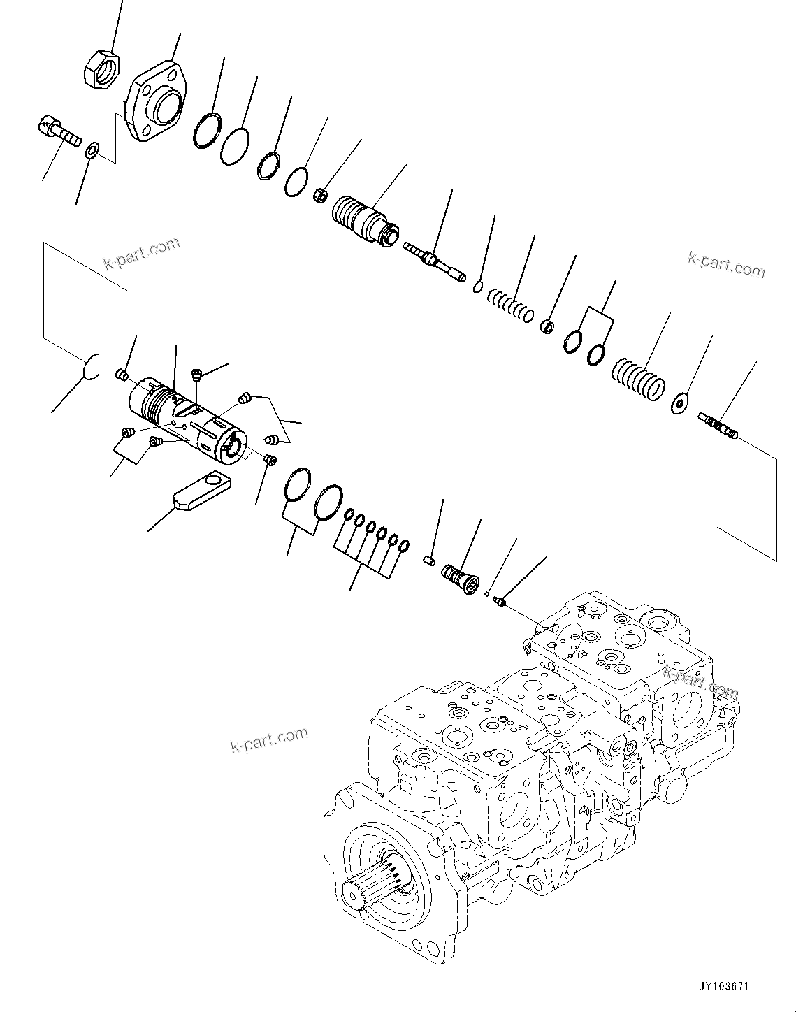 Komatsu parts book diagram for WA475-11E0 S/N H30051-UP: HYDRAULIC PUMP, WITHOUT AFJS, PISTON PUMP (8/22)