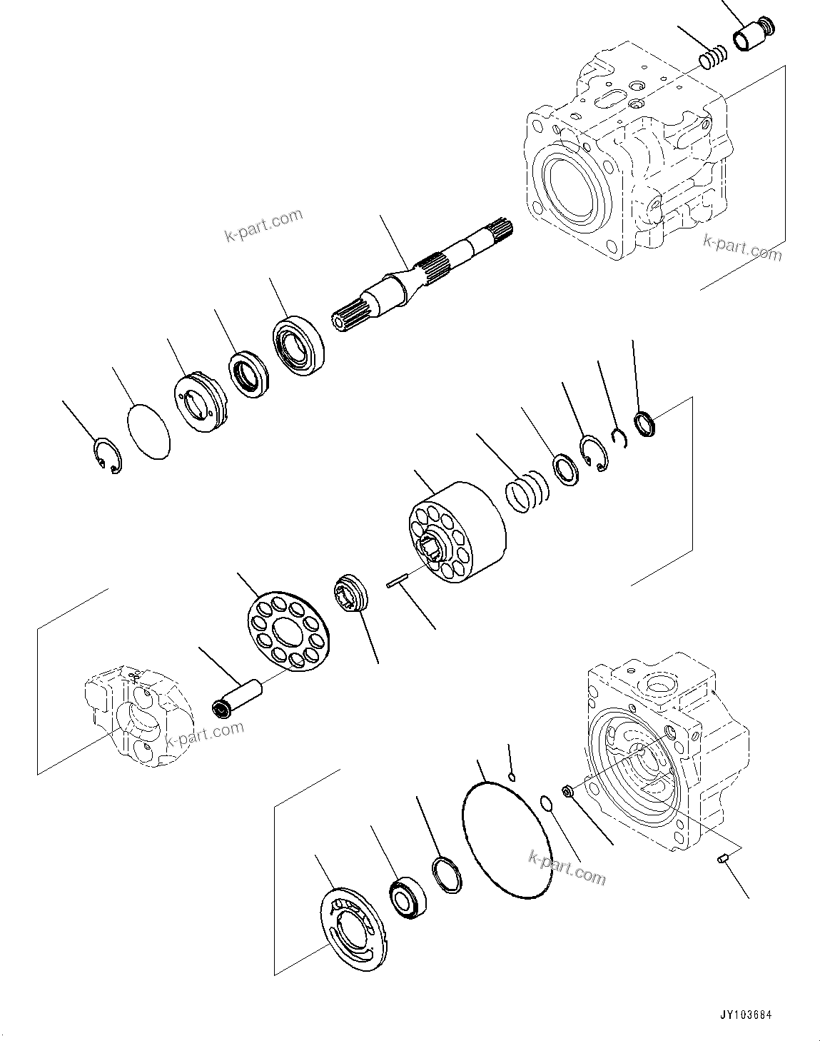Komatsu parts book diagram for WA475-11E0 S/N H30051-UP: HYDRAULIC PUMP, WITHOUT AFJS, PISTON PUMP (19/22)