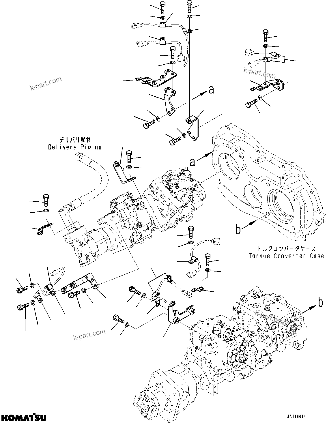 Komatsu parts book diagram for WA475-11E0 S/N H30051-UP: HYDRAULIC PUMP, WITH AFJS, PUMP WIRING HARNESS MOUNTING