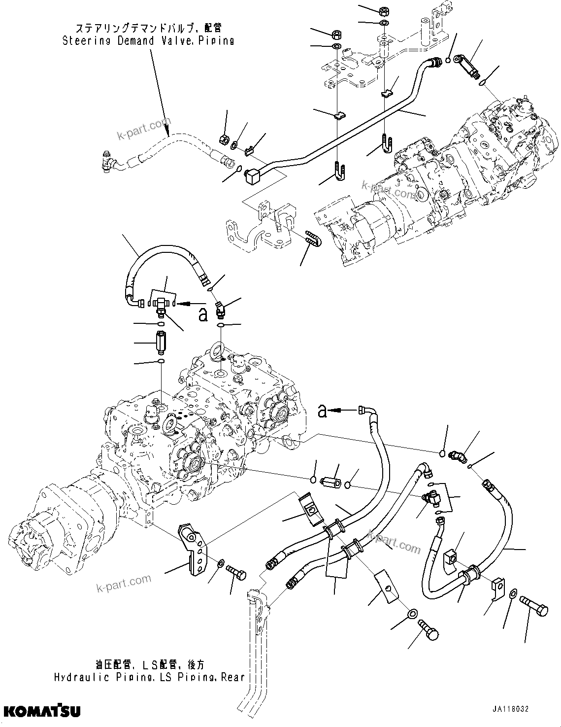 Komatsu parts book diagram for WA475-11E0 S/N H30051-UP: HYDRAULIC PUMP, WITHOUT AFJS, LS PIPING