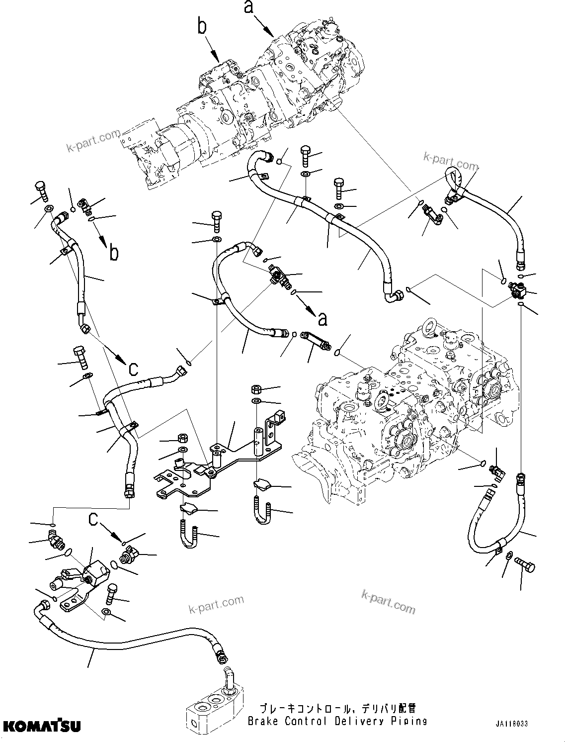 Komatsu parts book diagram for WA475-11E0 S/N H30051-UP: HYDRAULIC PUMP, WITHOUT AFJS, PPC PIPING