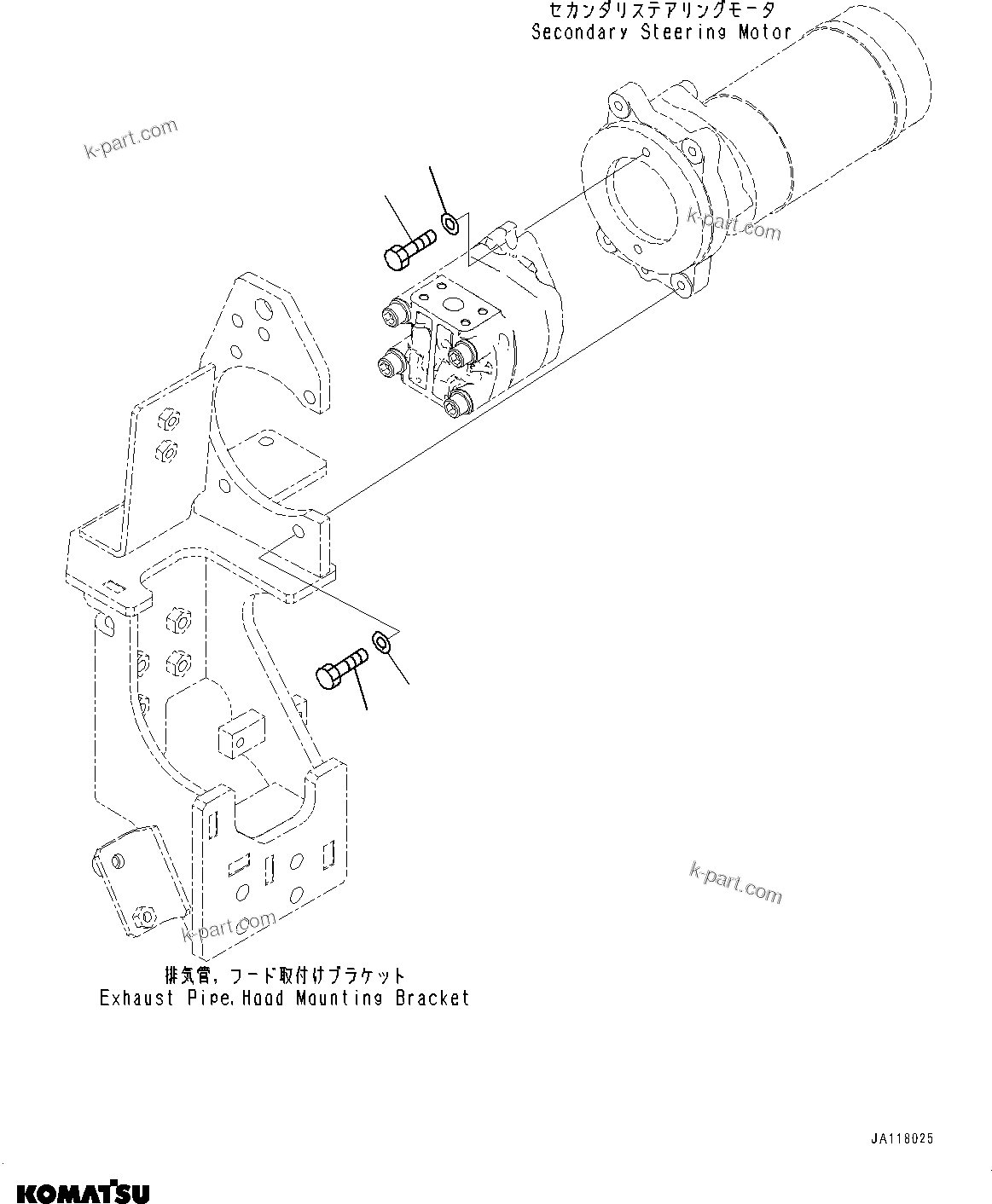 Komatsu parts book diagram for WA475-11E0 S/N H30051-UP: HYDRAULIC PUMP, WITH AFJS, GEAR PUMP MOUNTING (3/3)