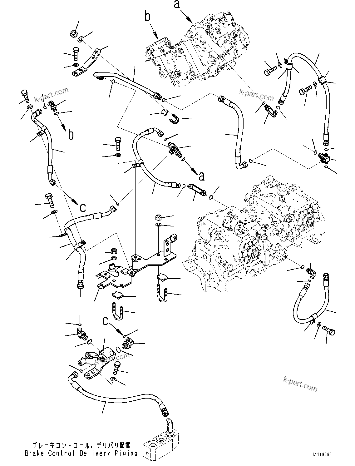 Komatsu parts book diagram for WA475-11E0 S/N H30051-UP: HYDRAULIC PUMP, WITH AFJS, PPC PIPING