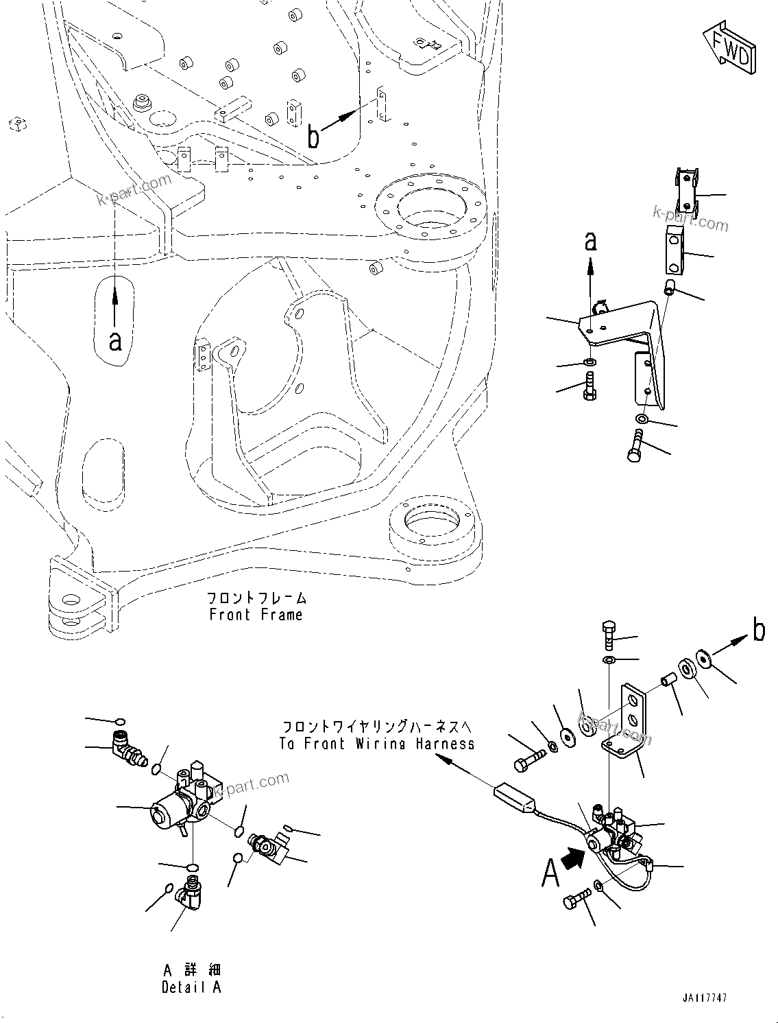 Komatsu parts book diagram for WA475-11E0 S/N H30051-UP: HYDRAULIC PIPING, WITH 3-SPOOL CONTROL VALVE, SOLENOID VALVE
