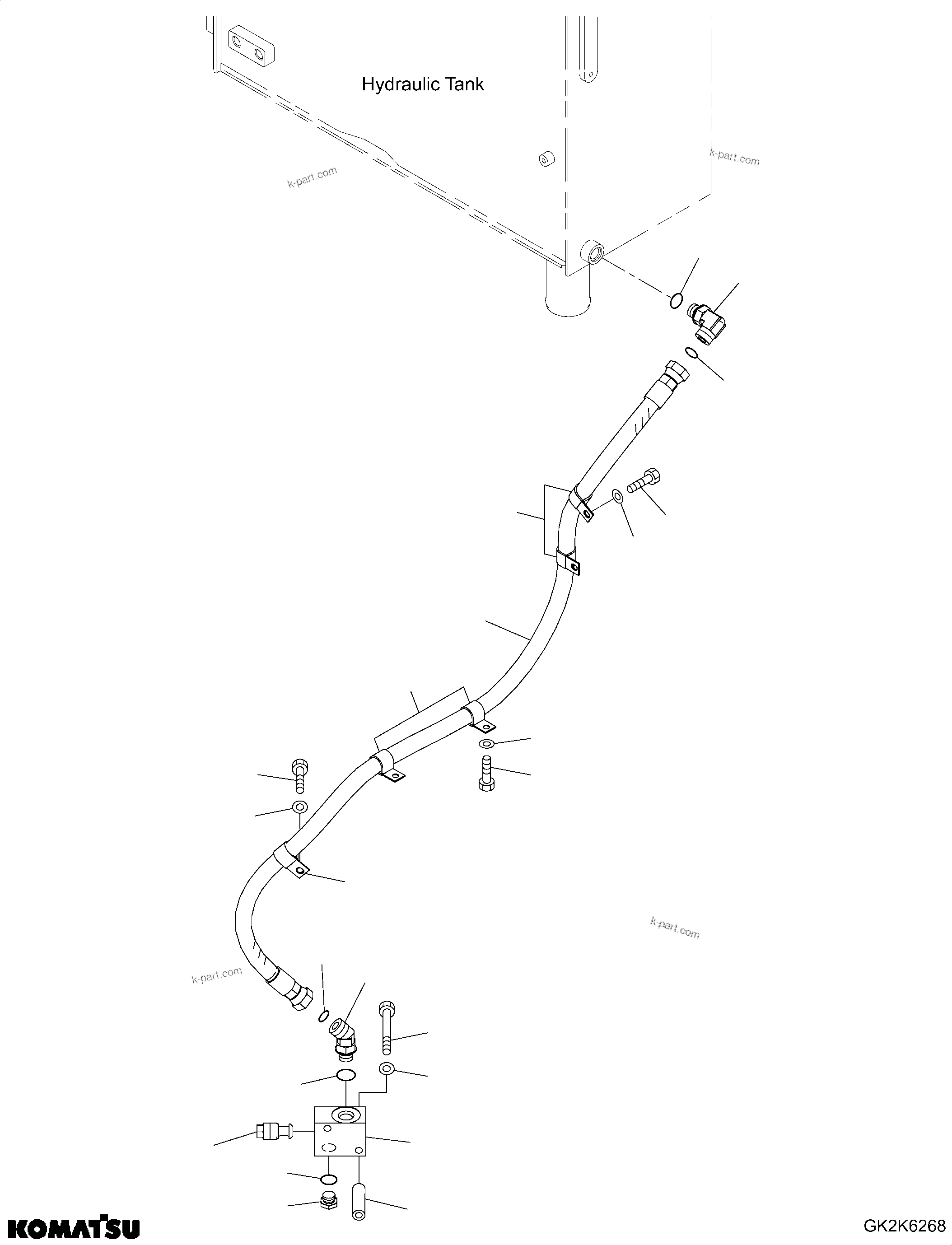 Komatsu parts book diagram for WA475-11E0 S/N H30051-UP: HYDRAULIC PIPING, WITH 3-SPOOL CONTROL VALVE, HYDRAULIC TANK PIPING (1/2)