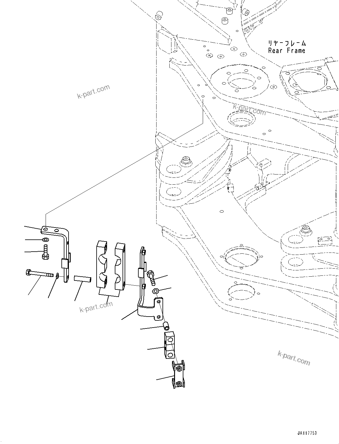 Komatsu parts book diagram for WA475-11E0 S/N H30051-UP: HYDRAULIC PIPING, WITH 3-SPOOL CONTROL VALVE, CONTROL VALVE PIPING MOUNTING