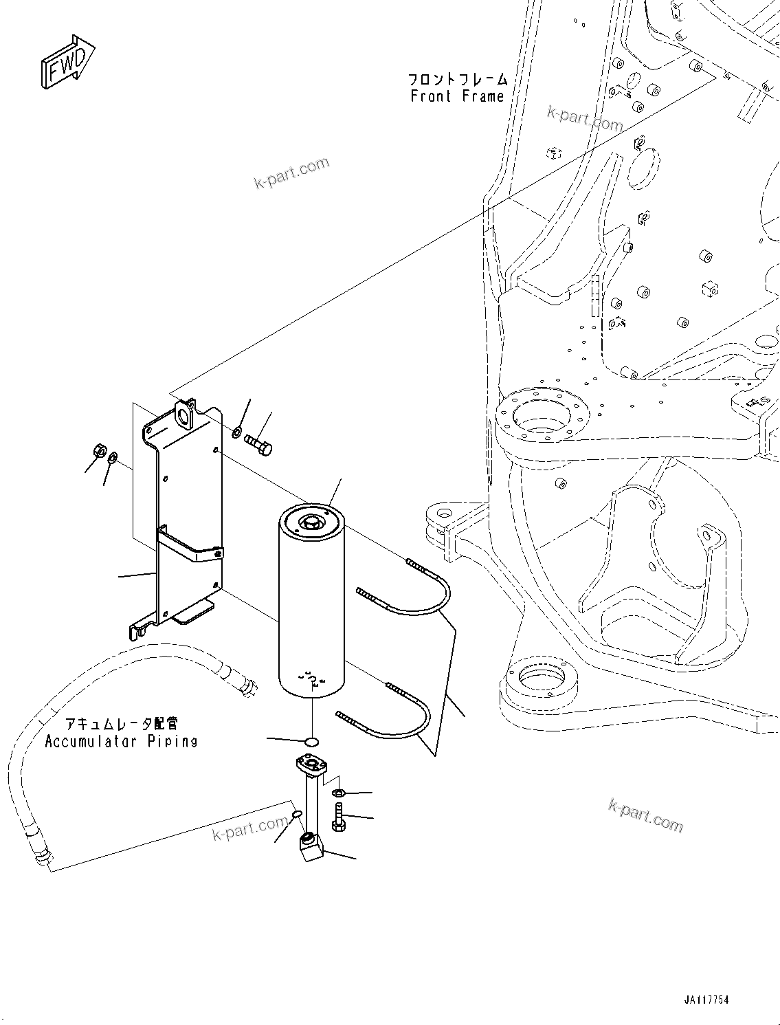 Komatsu parts book diagram for WA475-11E0 S/N H30051-UP: HYDRAULIC PIPING, WITH 3-SPOOL CONTROL VALVE, ACCUMULATOR