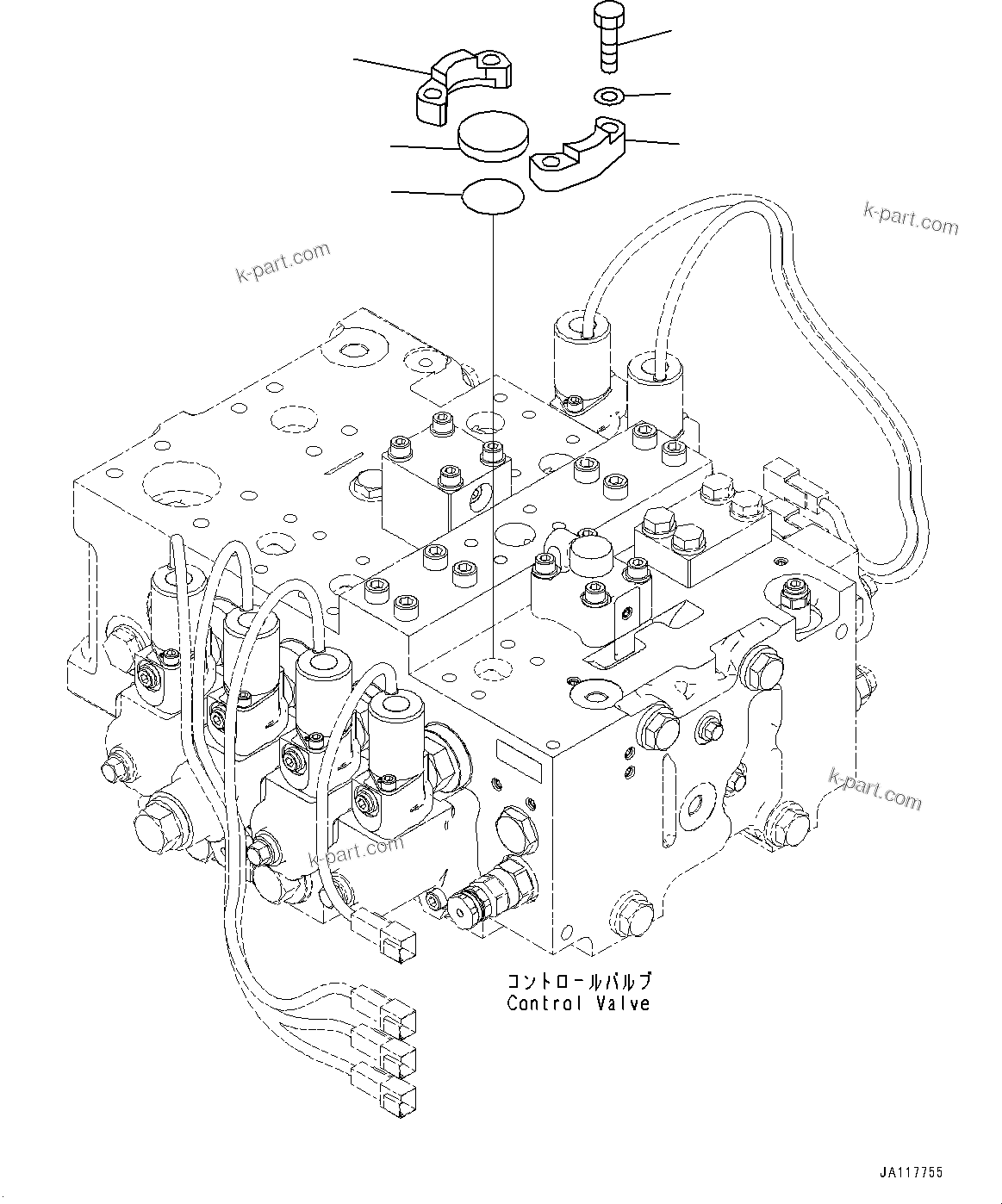 Komatsu parts book diagram for WA475-11E0 S/N H30051-UP: HYDRAULIC PIPING, WITH 2-SPOOL CONTROL VALVE, CONTROL VALVE RELATED PARTS