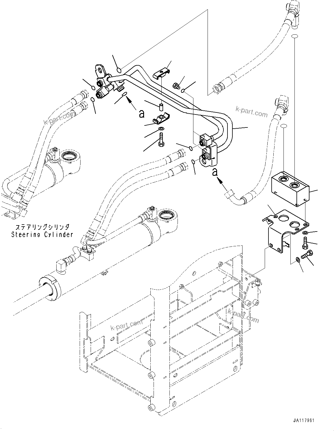Komatsu parts book diagram for WA475-11E0 S/N H30051-UP: STEERING HYDRAULIC PIPING, WITH AFJS, PIPING (1/3)