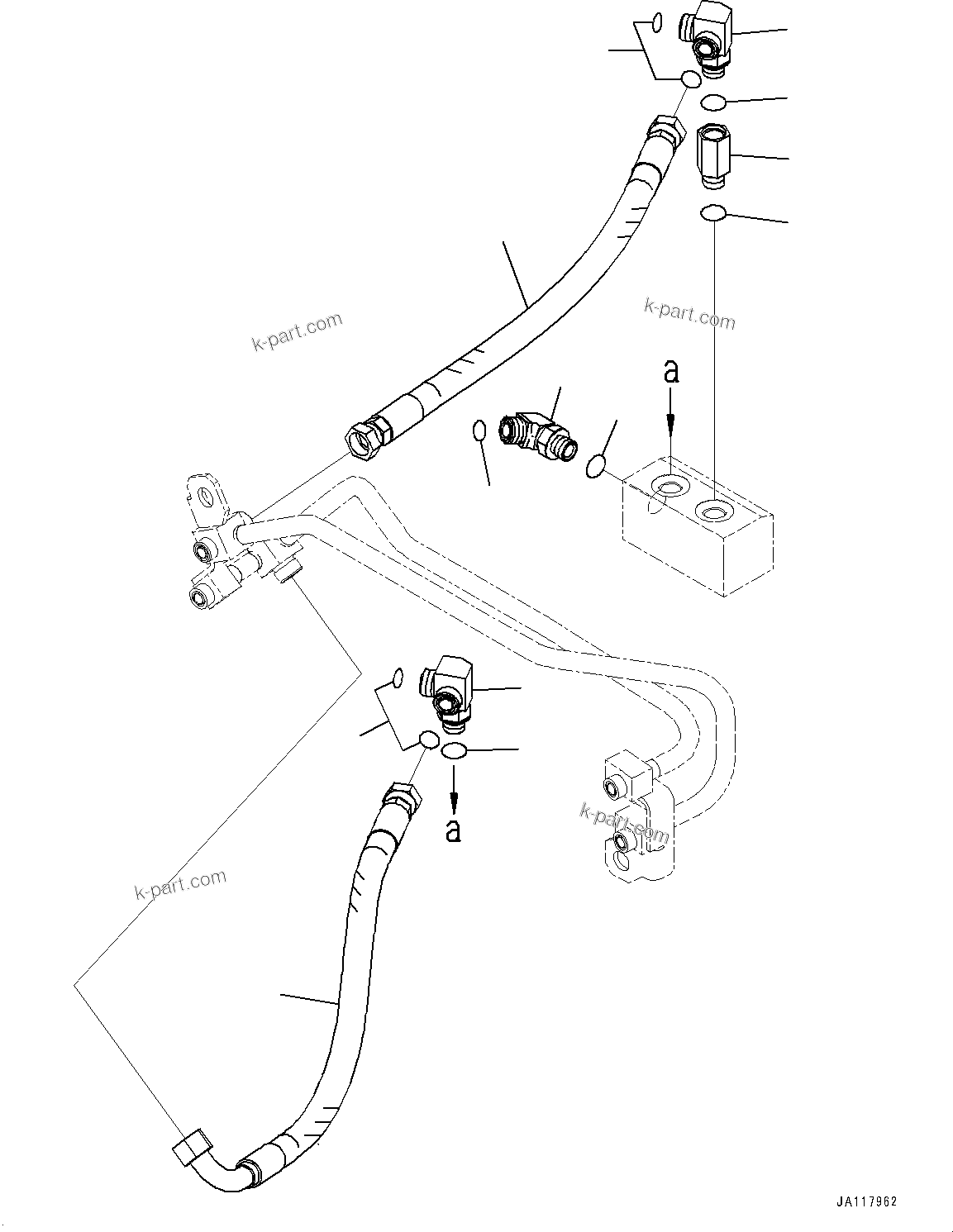 Komatsu parts book diagram for WA475-11E0 S/N H30051-UP: STEERING HYDRAULIC PIPING, WITH AFJS, PIPING (2/3)