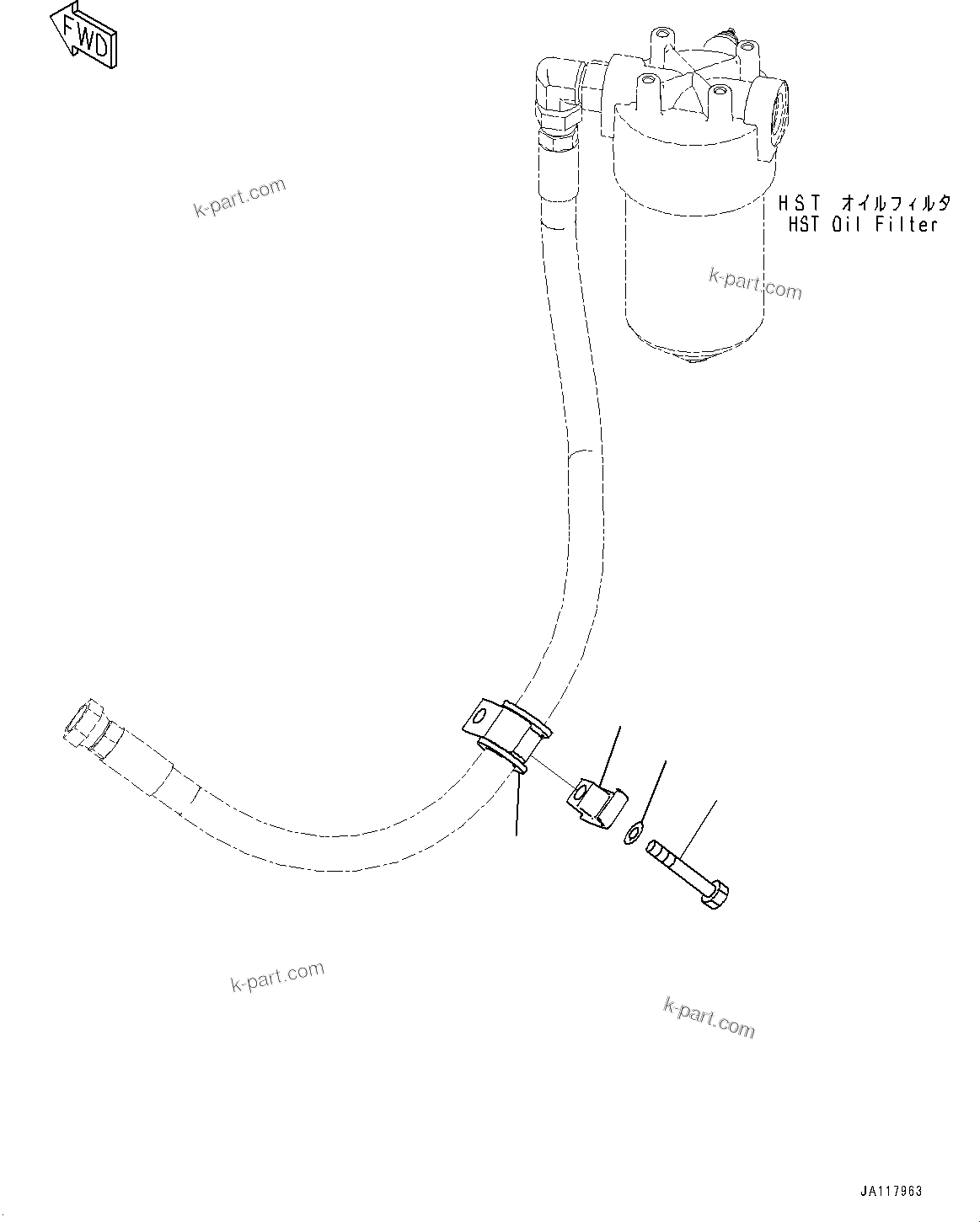 Komatsu parts book diagram for WA475-11E0 S/N H30051-UP: STEERING HYDRAULIC PIPING, WITH AFJS, CLAMP