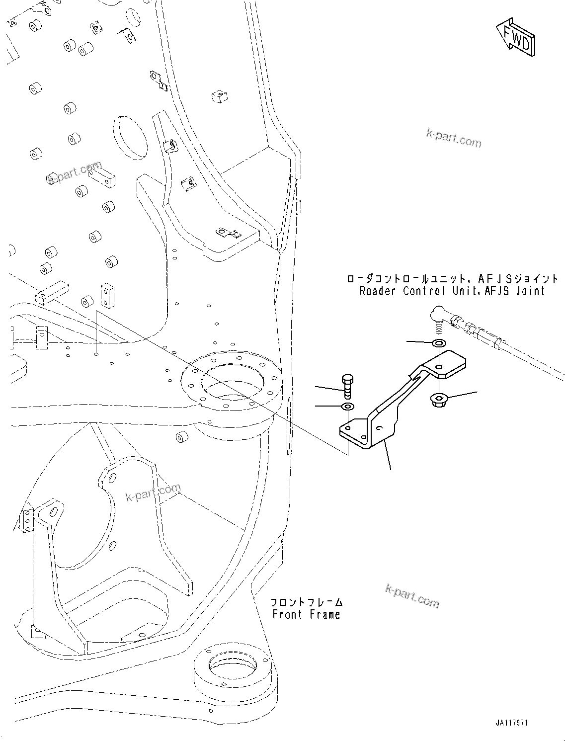Komatsu parts book diagram for WA475-11E0 S/N H30051-UP: STEERING HYDRAULIC PIPING, WITH AFJS, PLATE