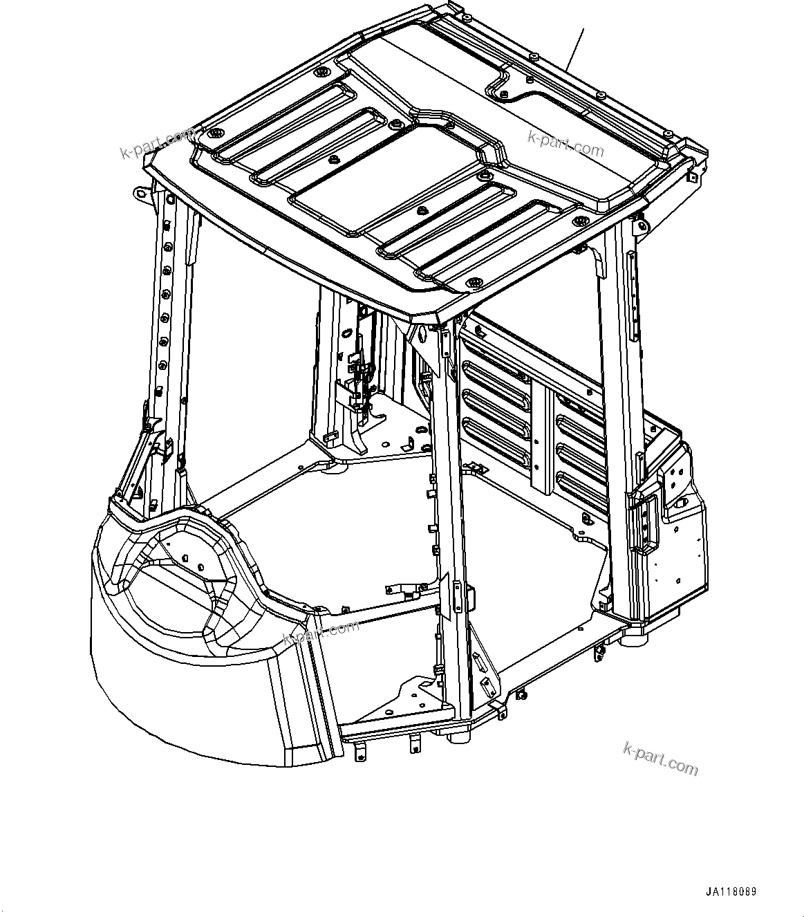 Komatsu parts book diagram for WA475-11E0 S/N H30051-UP: ROPS CAB AND FLOOR FRAME GROUP, WITHOUT AFJS, BODY