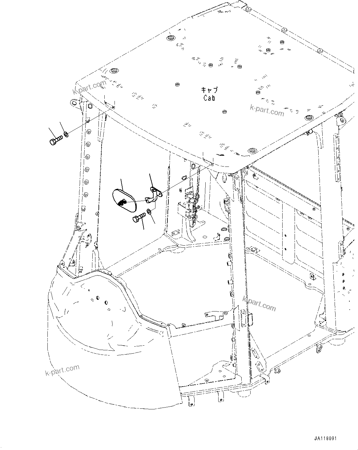 Komatsu parts book diagram for WA475-11E0 S/N H30051-UP: ROPS CAB AND FLOOR FRAME GROUP, WITHOUT AFJS, MIRROR