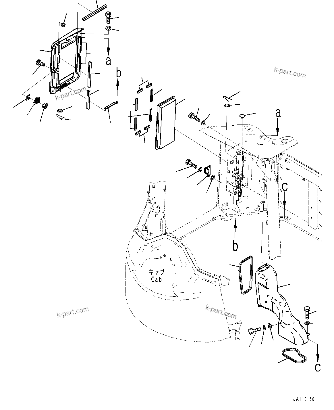 Komatsu parts book diagram for WA475-11E0 S/N H30051-UP: ROPS CAB AND FLOOR FRAME GROUP, WITHOUT AFJS, AIR CONDITIONER FILTER