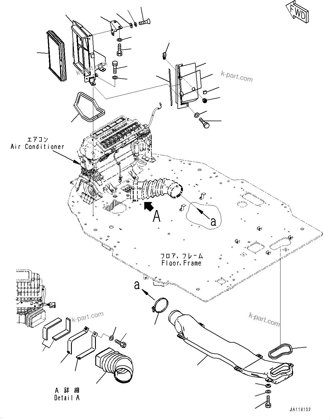 Komatsu parts book diagram for WA475-11E0 S/N H30051-UP: ROPS CAB AND FLOOR FRAME GROUP, WITHOUT AFJS, AIR CONDITIONER DUCT (2/2)