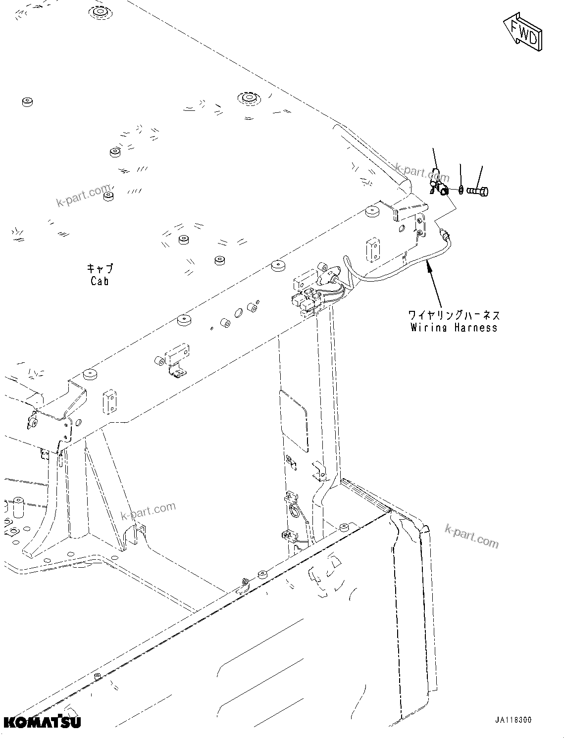 Komatsu parts book diagram for WA475-11E0 S/N H30051-UP: ROPS CAB AND FLOOR FRAME GROUP, WITHOUT AFJS, AMBIENT TEMPERATURE SENSOR