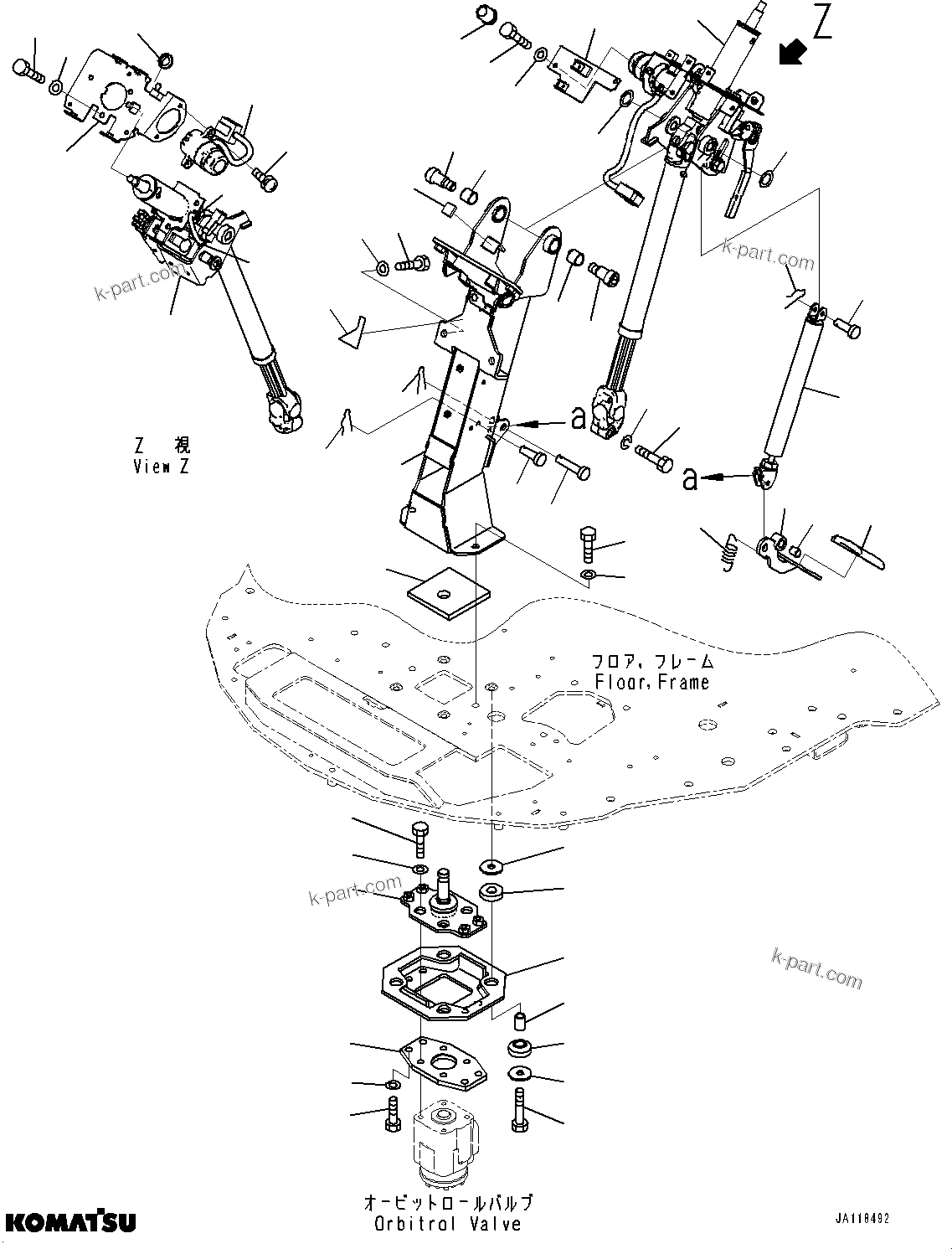 Komatsu parts book diagram for WA475-11E0 S/N H30051-UP: ROPS CAB AND FLOOR FRAME GROUP, WITHOUT AFJS, STEERING COLUMN