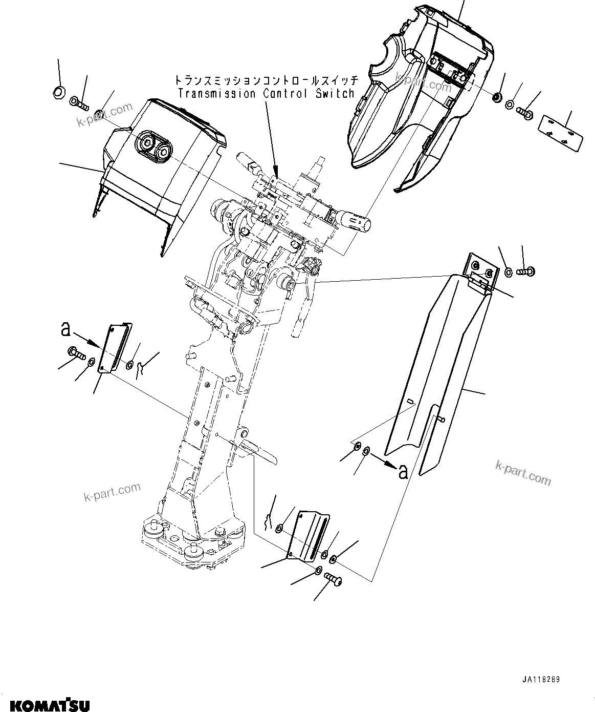 Komatsu parts book diagram for WA475-11E0 S/N H30051-UP: ROPS CAB AND FLOOR FRAME GROUP, WITHOUT AFJS, STEERING COLUMN COVER