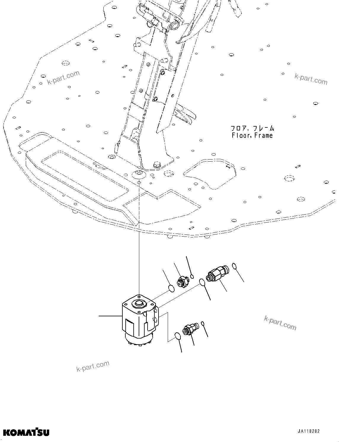 Komatsu parts book diagram for WA475-11E0 S/N H30051-UP: ROPS CAB AND FLOOR FRAME GROUP, WITHOUT AFJS, ORBITROL VALVE