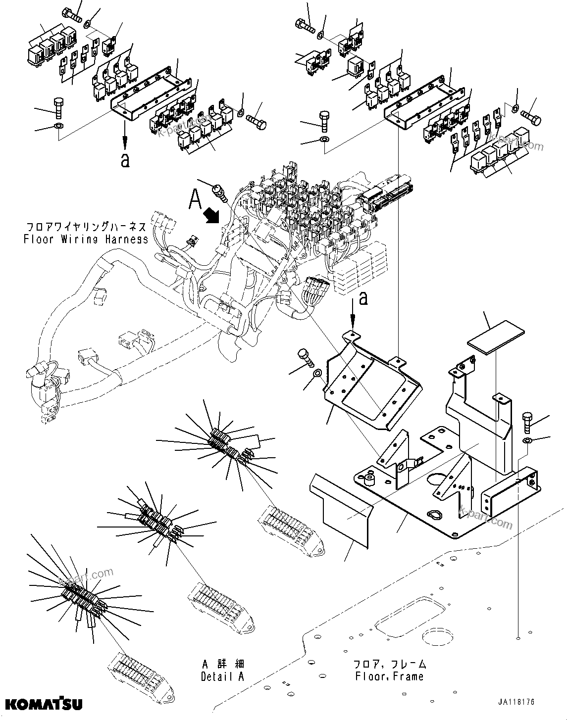 Komatsu parts book diagram for WA475-11E0 S/N H30051-UP: ROPS CAB AND FLOOR FRAME GROUP, WITH AFJS, RELAY AND FUSE