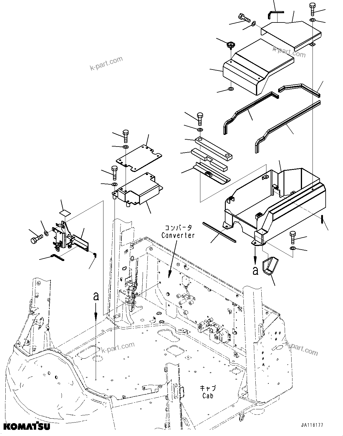 Komatsu parts book diagram for WA475-11E0 S/N H30051-UP: ROPS CAB AND FLOOR FRAME GROUP, WITHOUT AFJS, CAB IN PARTS, FLOOR COVER