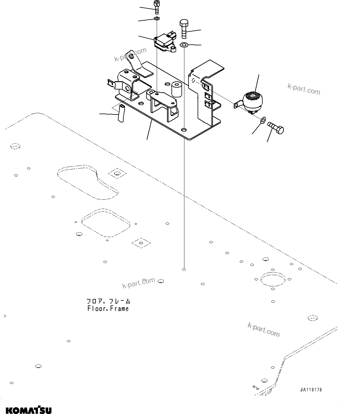 Komatsu parts book diagram for WA475-11E0 S/N H30051-UP: ROPS CAB AND FLOOR FRAME GROUP, WITH AFJS, SENSOR