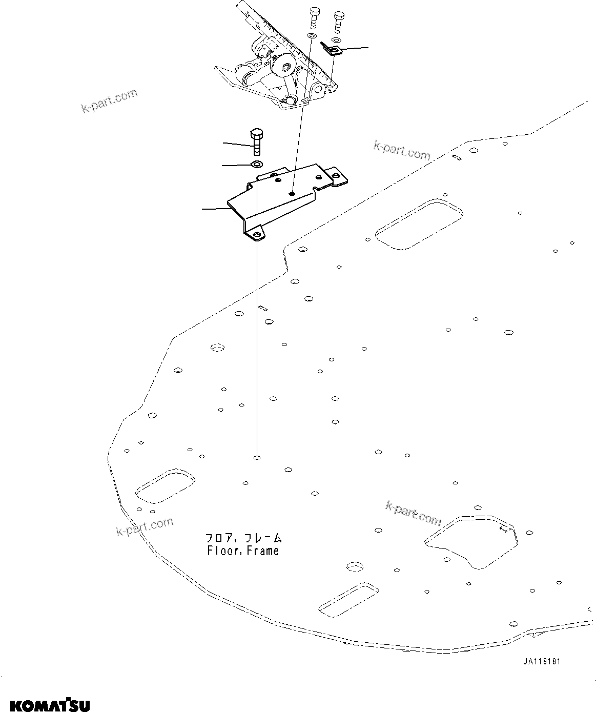 Komatsu parts book diagram for WA475-11E0 S/N H30051-UP: ROPS CAB AND FLOOR FRAME GROUP, WITHOUT AFJS, BRACKET