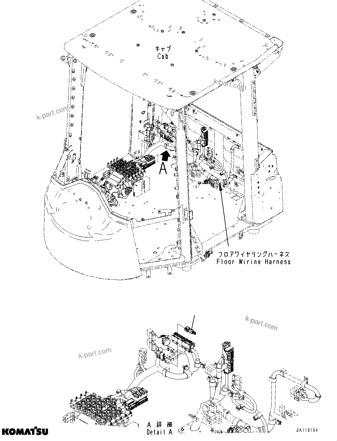 Komatsu parts book diagram for WA475-11E0 S/N H30051-UP: ROPS CAB AND FLOOR FRAME GROUP, WITH AFJS, CONNECTOR