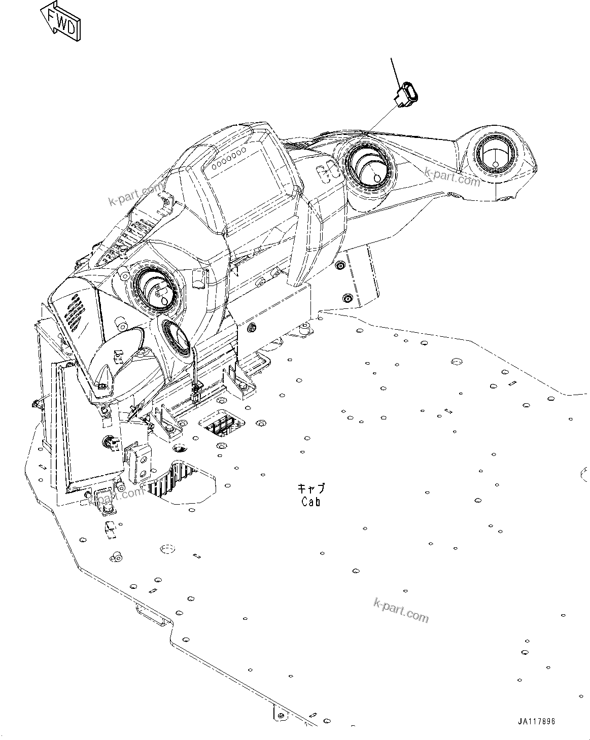 Komatsu parts book diagram for WA475-11E0 S/N H30051-UP: ROPS CAB AND FLOOR FRAME GROUP, WITHOUT AFJS, FRONT COVER SWITCH